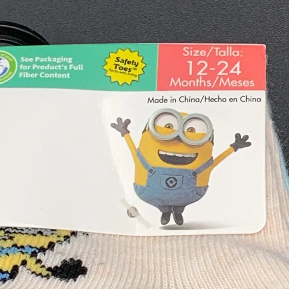 Minions Toddler‎ Ankle Socks 10-Pack Size 12-24 Months Cotton Blend Multicolor